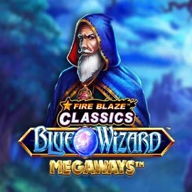 Fire Blaze Blue Wizard Megaways by Rarestone Gaming, showcased at mega-waysdemo.com – game logo
